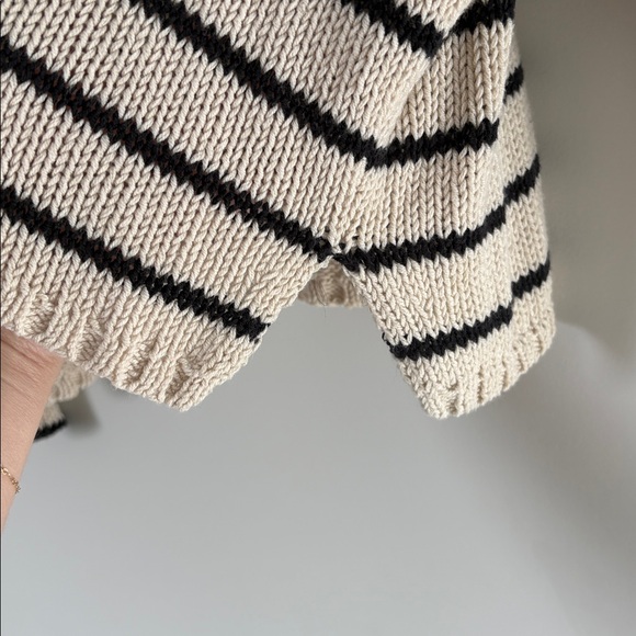 Wooden Ships Drapey Boxy Cotton Cream/Black Striped Sweater S/M EUC - Picture 5 of 7